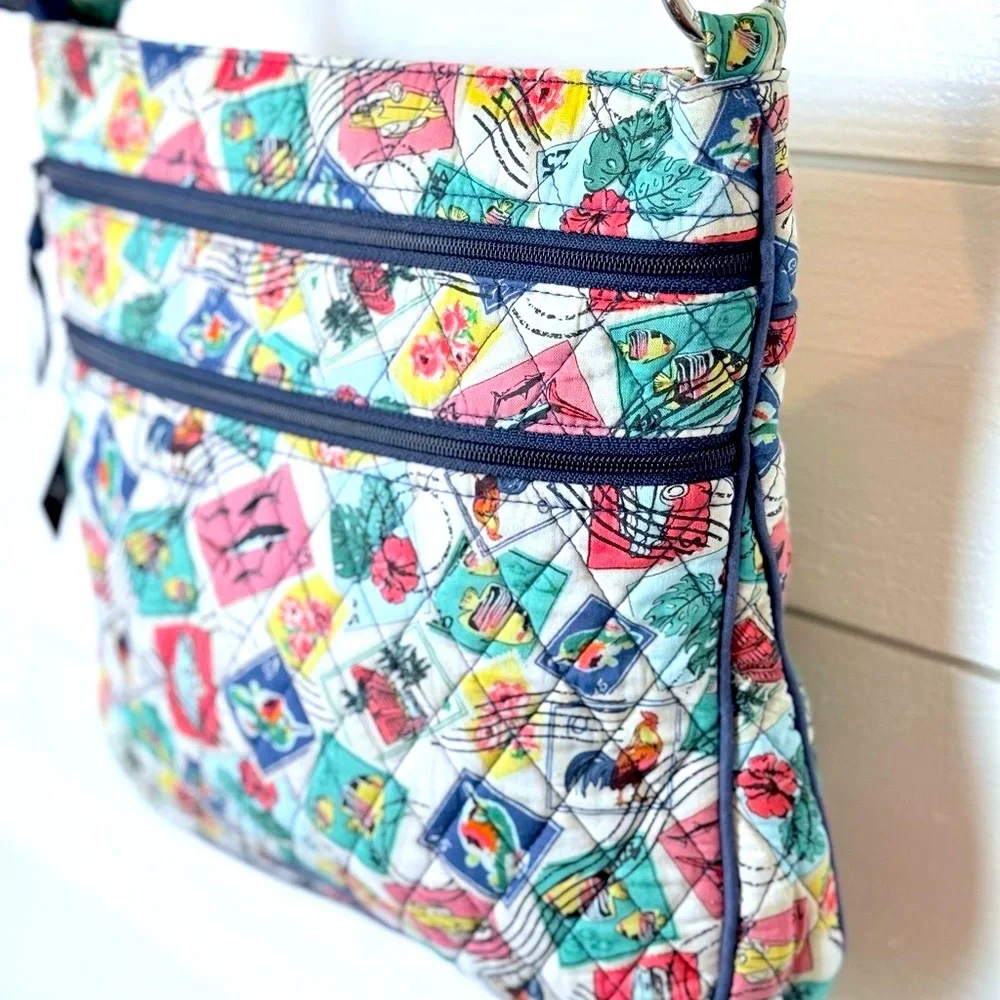 Vera Bradley Quilted “Cuban Stamps” Crossbody Hipster Crossbody Bag Purse - Picture 3 of 16
